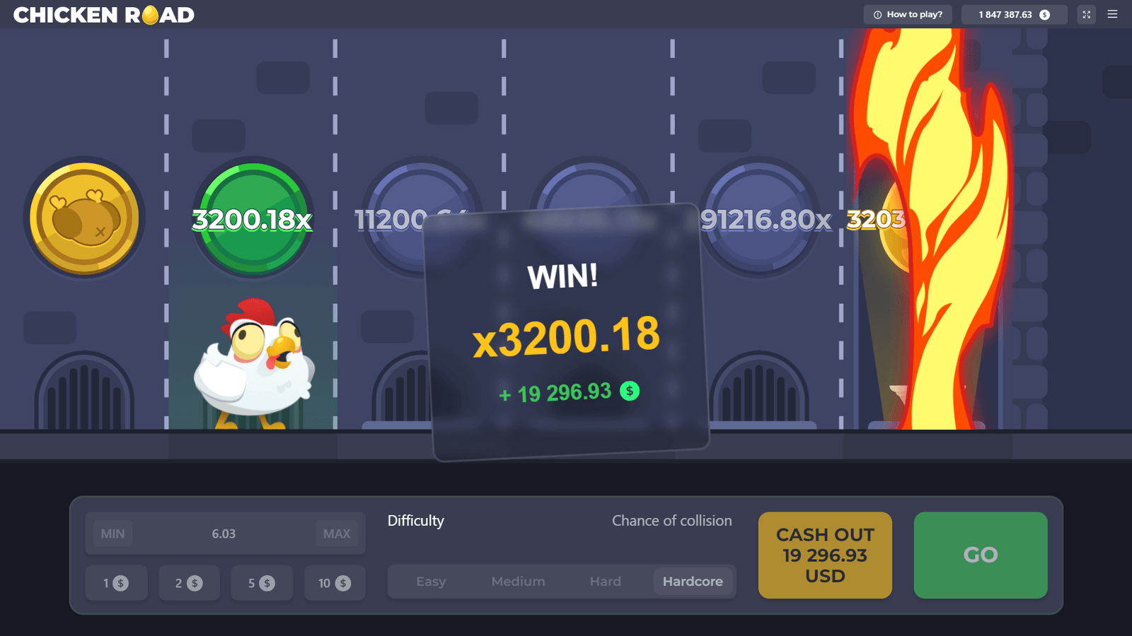 Gros gains ChickenRoad